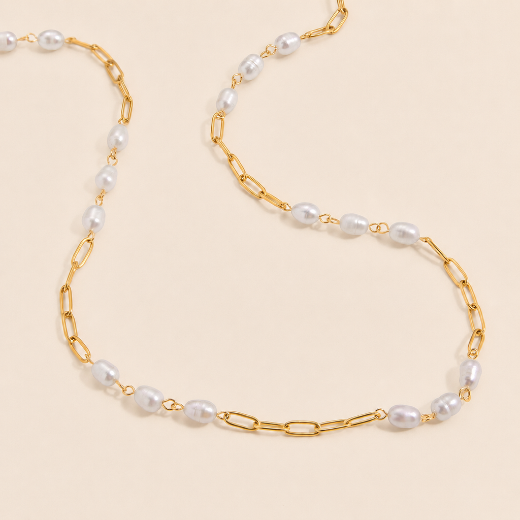 Freshwater Pearl Paperclip Necklace