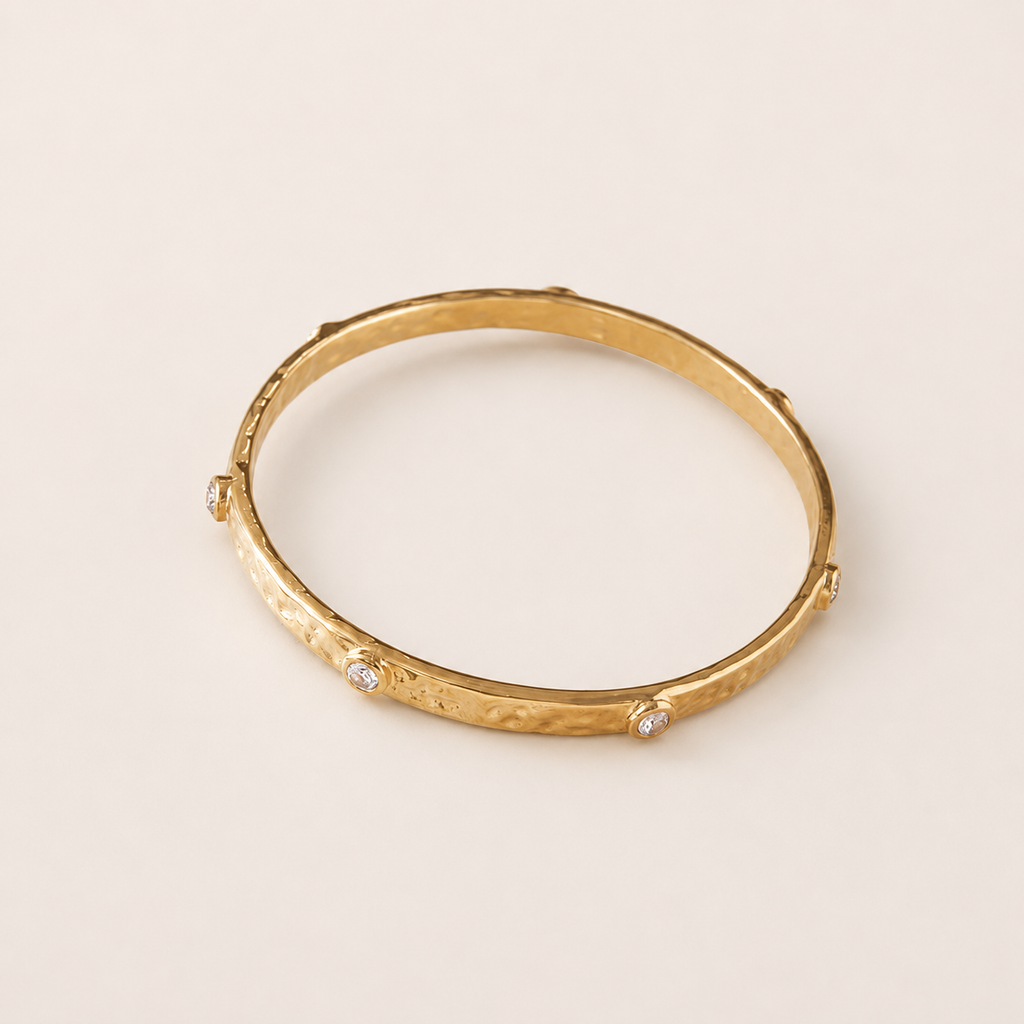 The Hammered Diamond Stud Bangle