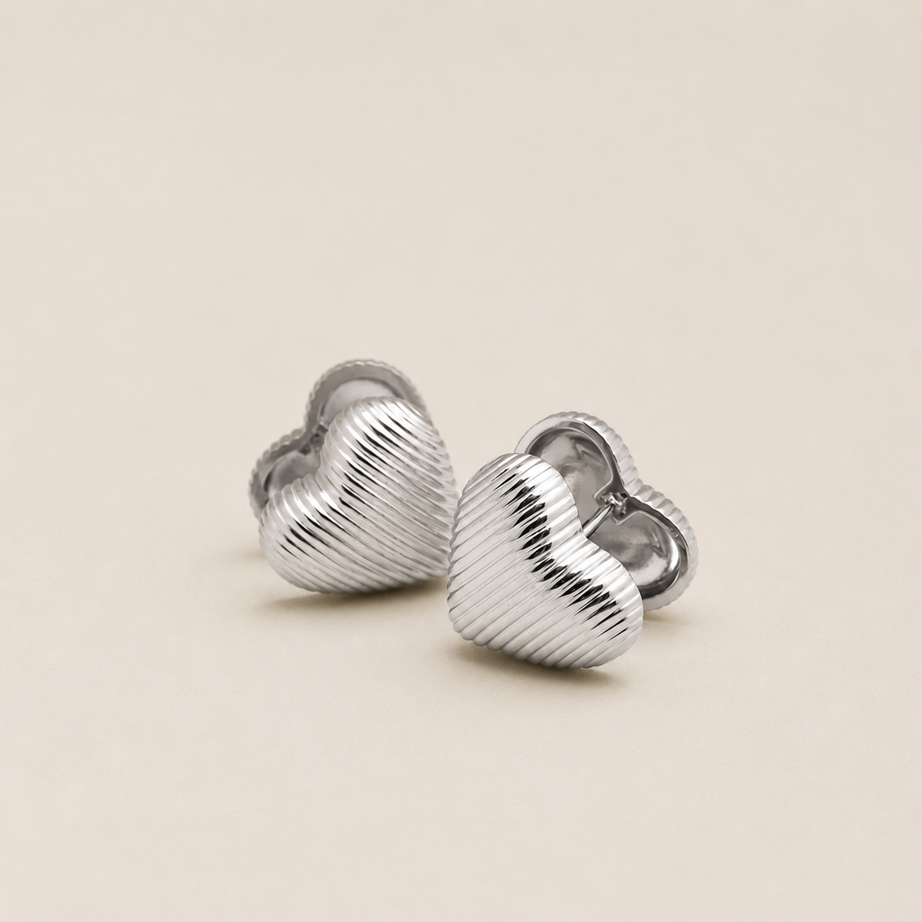 The Silver Heart Huggie Earrings