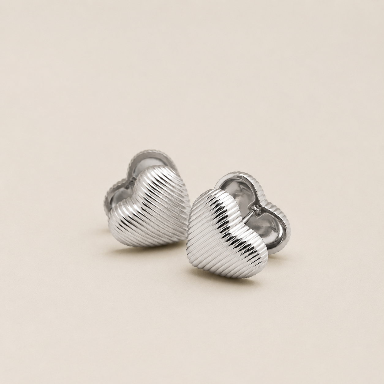 The Silver Heart Huggie Earrings