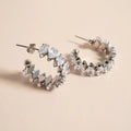 Silver Marquis CZ Stone Hoop Earrings