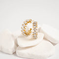 Gold Marquis CZ Hoop Earrings