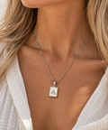 The Heirloom Mother of Pearl Initial Necklace Silver