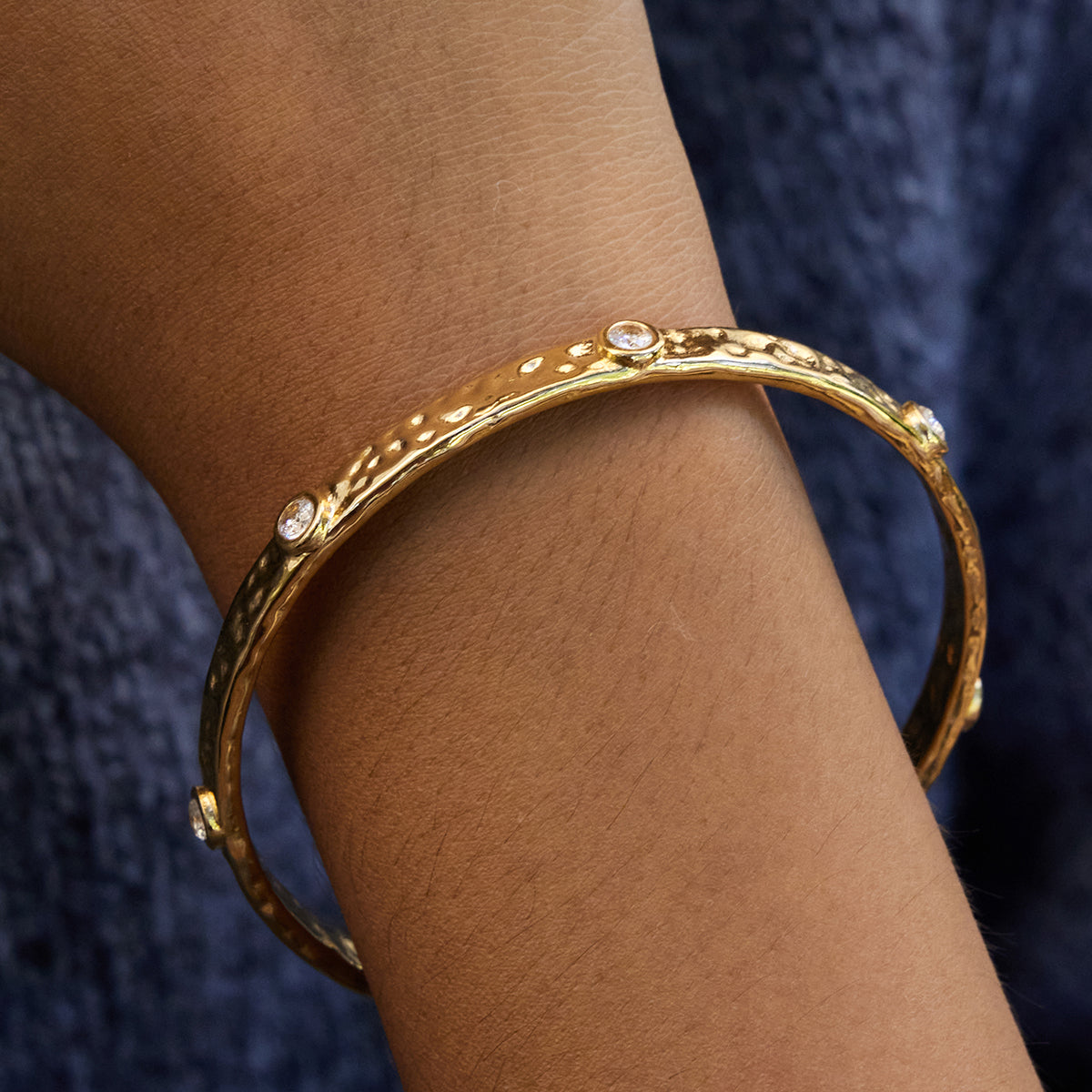 The Hammered Diamond Stud Bangle