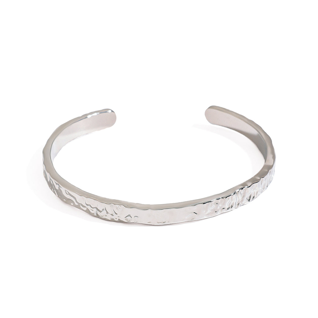 Hammered Stainless Steel Cuff Bracelet