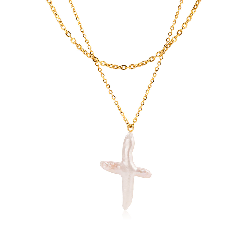 The Grace Freshwater Pearl Cross Necklace