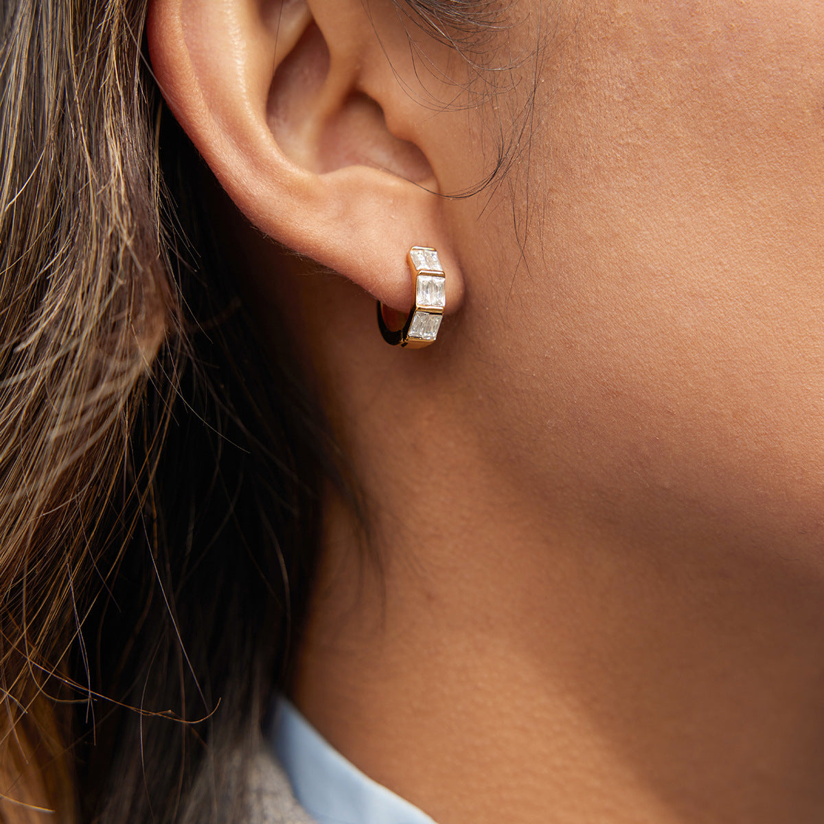The Double Diamond Ear Huggies