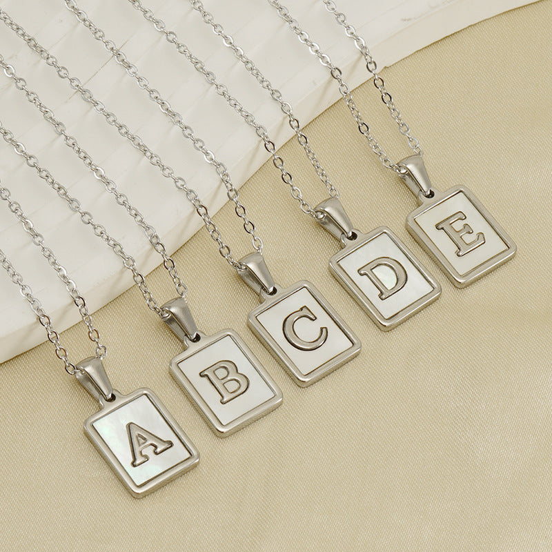 The Heirloom Mother of Pearl Initial Necklace Silver