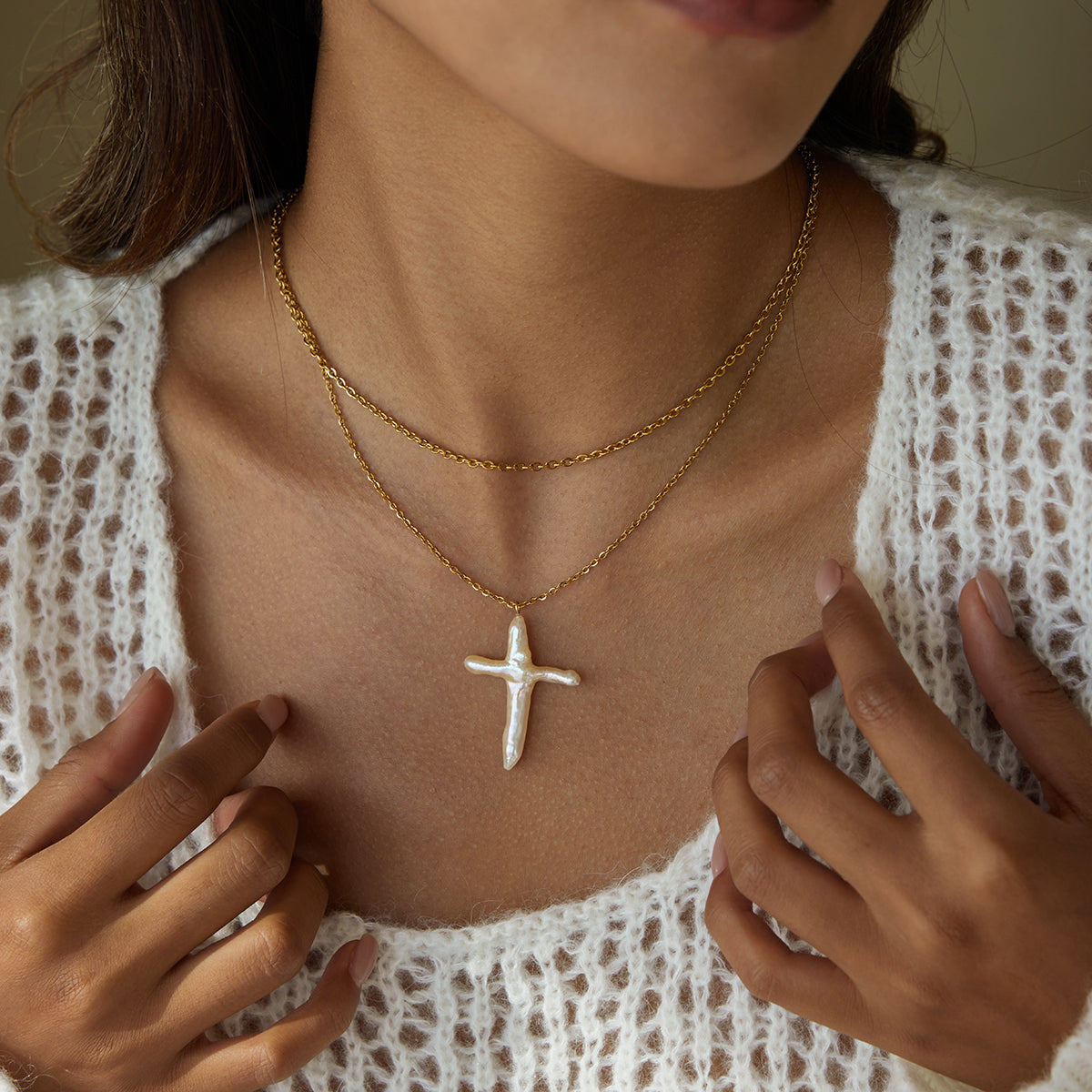 The Grace Freshwater Pearl Cross Necklace