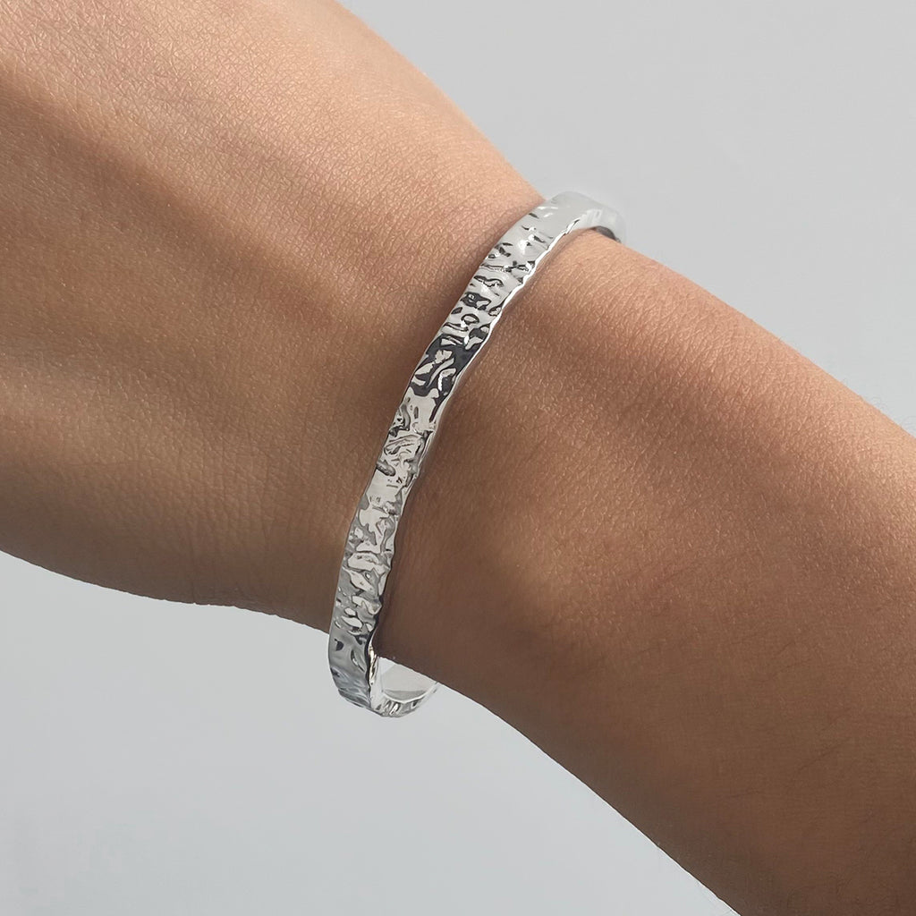 Hammered Stainless Steel Cuff Bracelet