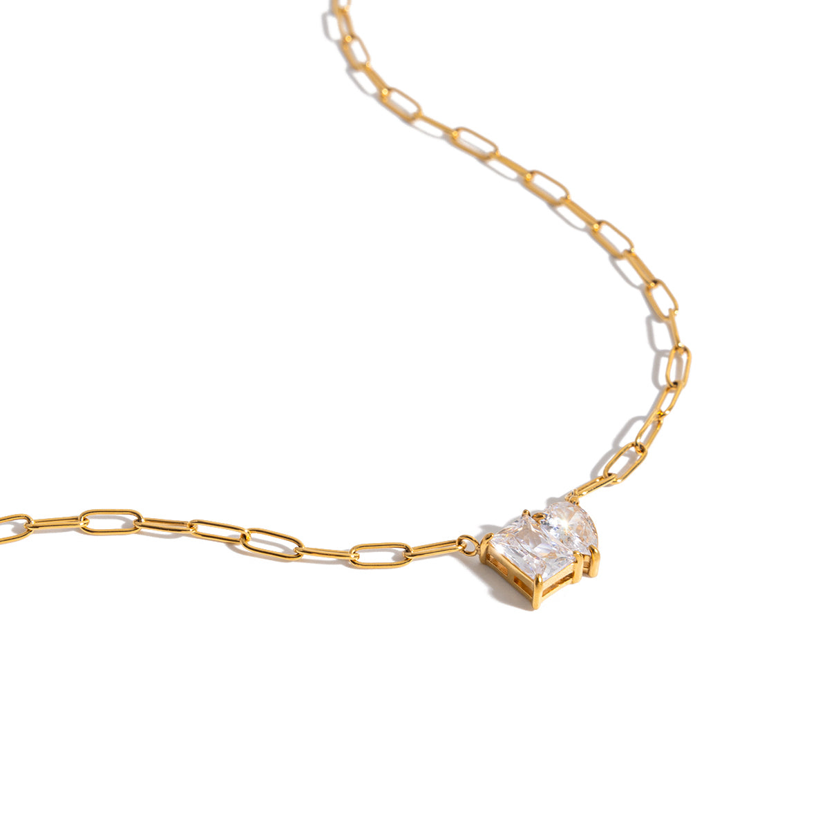 Paperclip Drop Square Diamond Necklace