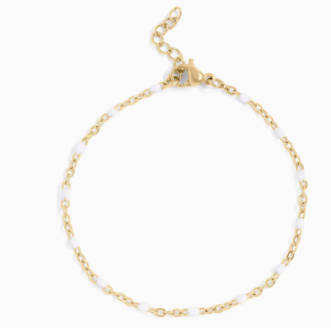 The White Confetti Gold Bracelet