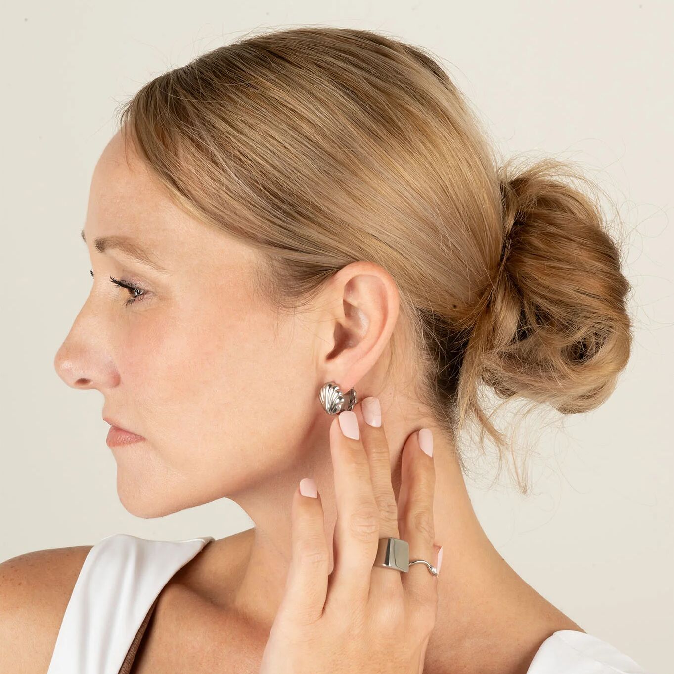 The Seashell Silver Huggie Earrings
