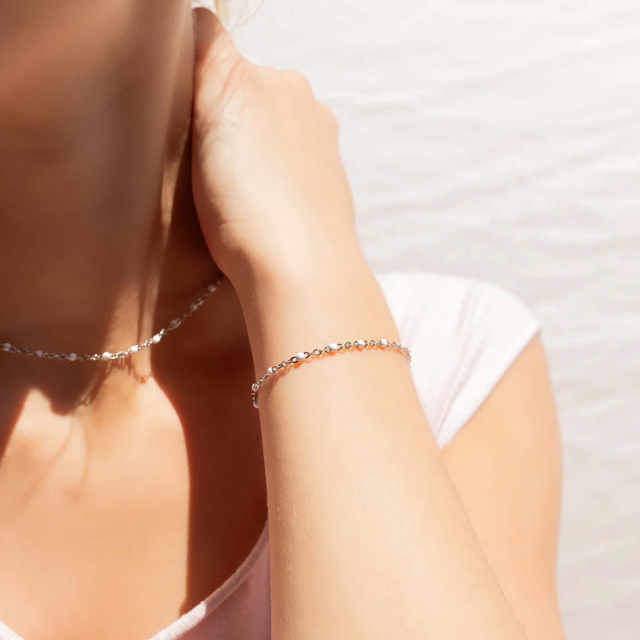 The White Confetti Silver Bracelet