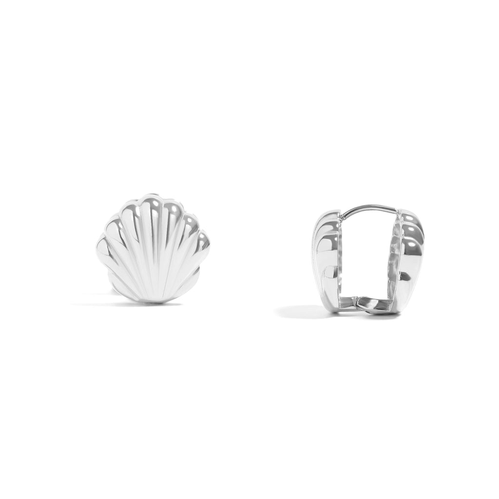 The Seashell Silver Huggie Earrings