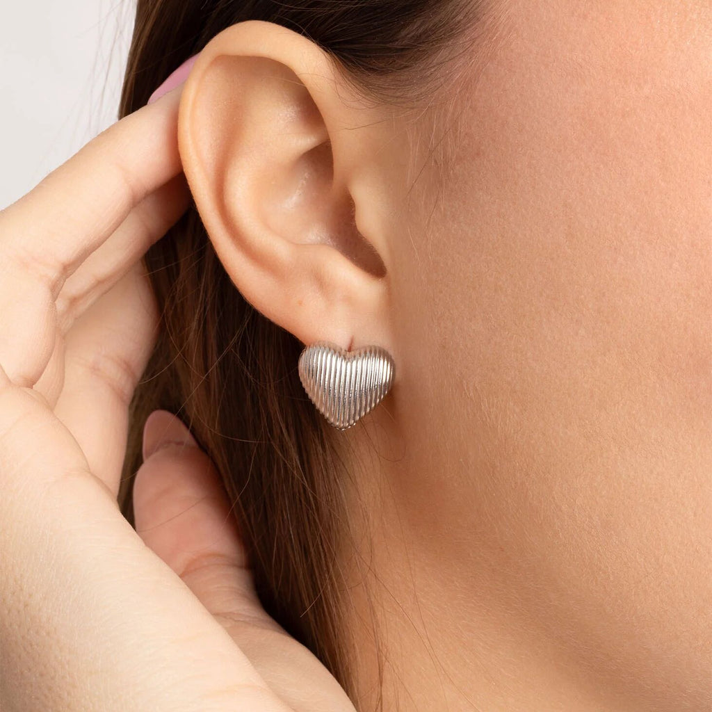The Silver Heart Huggie Earrings