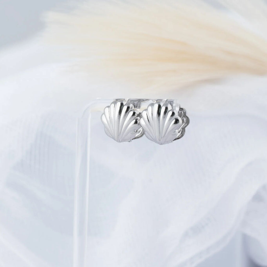The Seashell Silver Huggie Earrings
